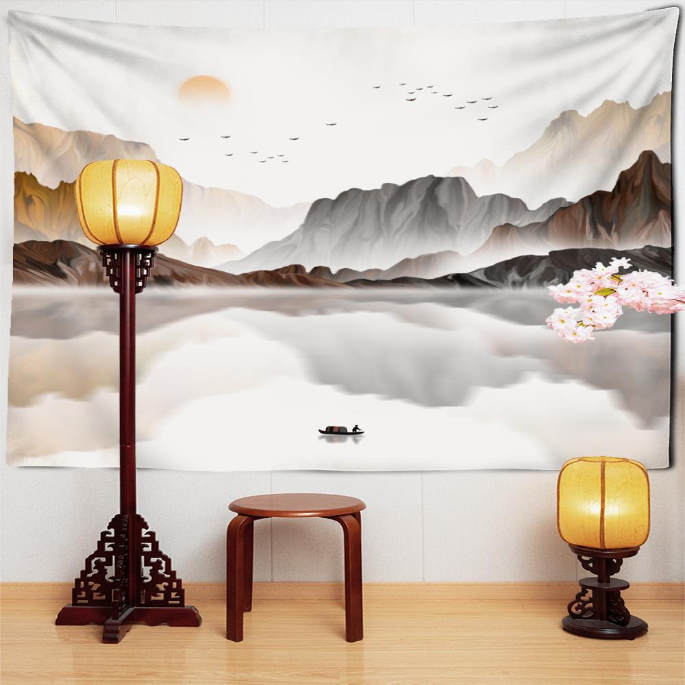 Ink Painting Tapestry Wall Hanging Bohemian Style Hippie Tapiz Psychedelic Mysterious Aesthetics Room Home Decor