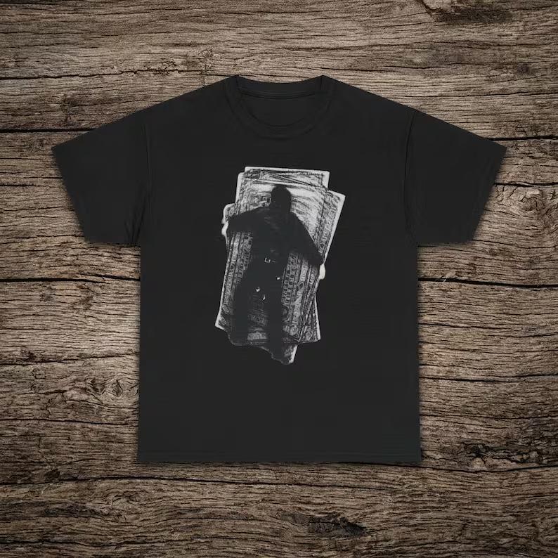 Money Unisex Graphic T-shirt Abstract Shadow Figure Shirt Minimalist Dark Art Tee Money Graphic Unisex WoUnisex Cotton T-shirt Funny Tops