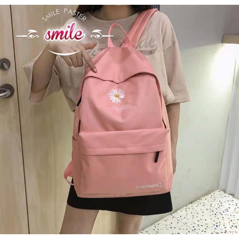 

Новый студенческий рюкзак Экспорт Корейский стиль Рюкзак с принтом ромашек Большая вместимость Дорожный рюкзак розовый