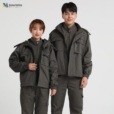 Autumn/Winter Cotton-Padded 3-in-1 Workwear Jacket - Detachable, Cold-Resistant, Warm, and Windproof with Print & Embroidery