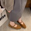 Flat Bottom Suede Black Commuter Single Shoes Women's Shoes New Spring and Autumn Square Head Soft Sole Mary Jane Shoes