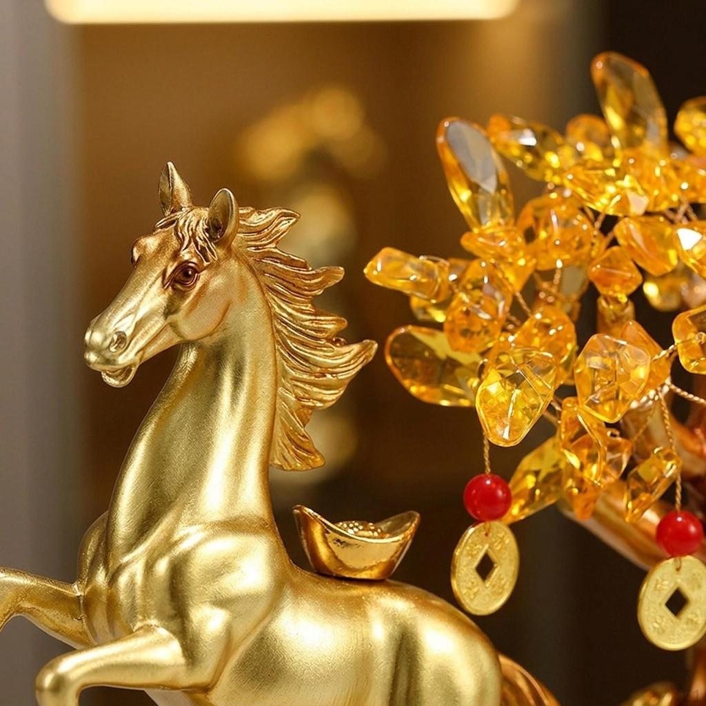 Decorative Horse Sculpture, Resin Ornament, Standing Figurine, Original Symbol of Wealth And