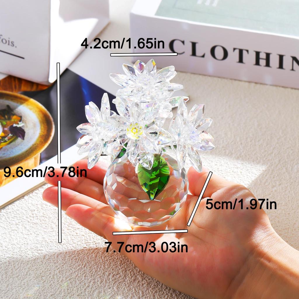 K9 Crystal Lotus Flower Ornament, Transparent Lotus Flower, Feng Shui Home Ornament, Lotus Flower Gift for Women, Friends, Mom, Popular Birthday