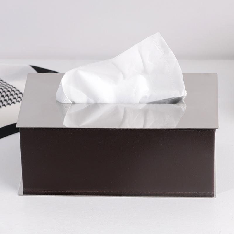 Cutie de șervețele din piele, cutie de șervețele metalice creative, cutie de șervețele, sufragerie, hotel și pensiune, mobilier textil de înaltă calitate