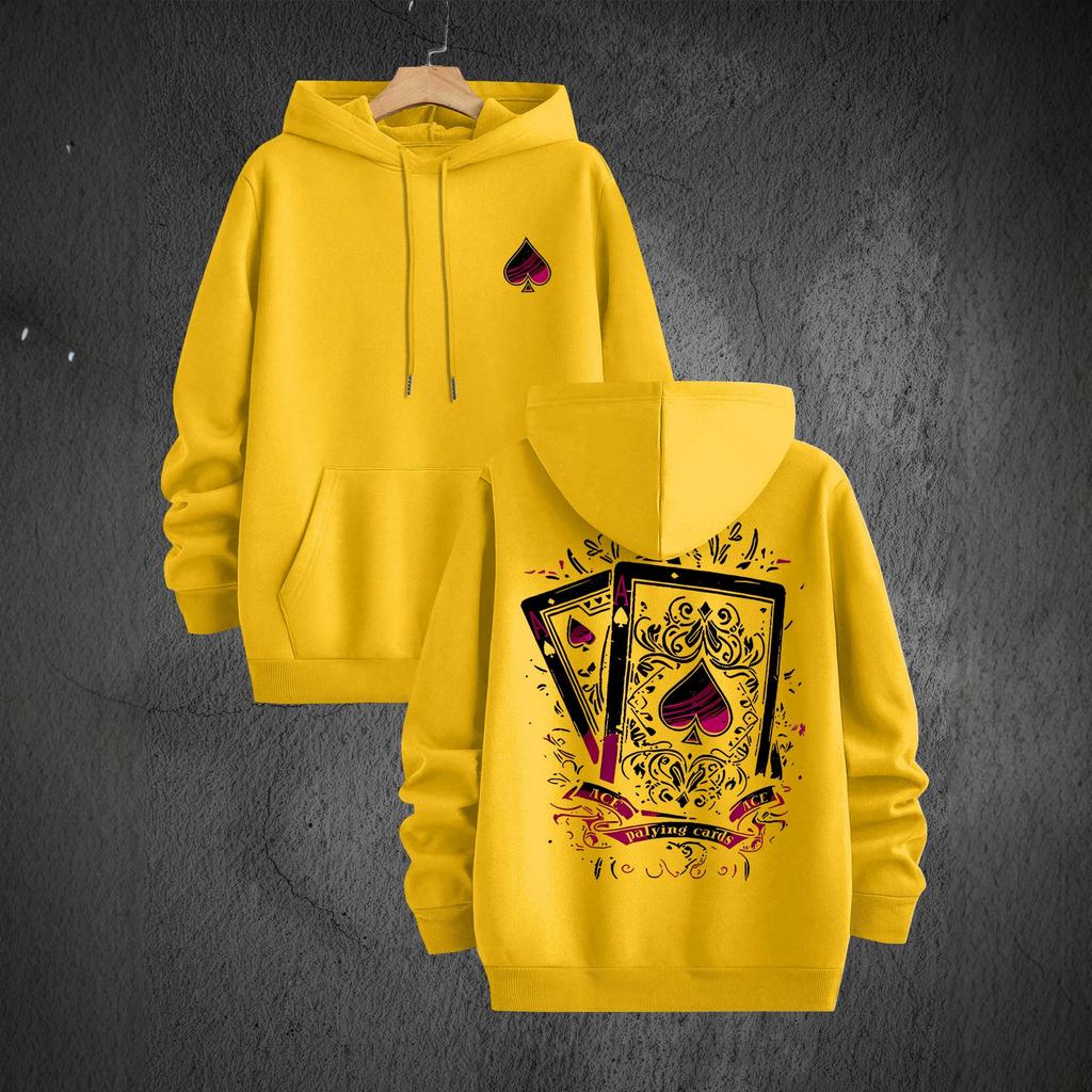 Poker Ace of Spades print hooded sweater, men's and women's loose pullover