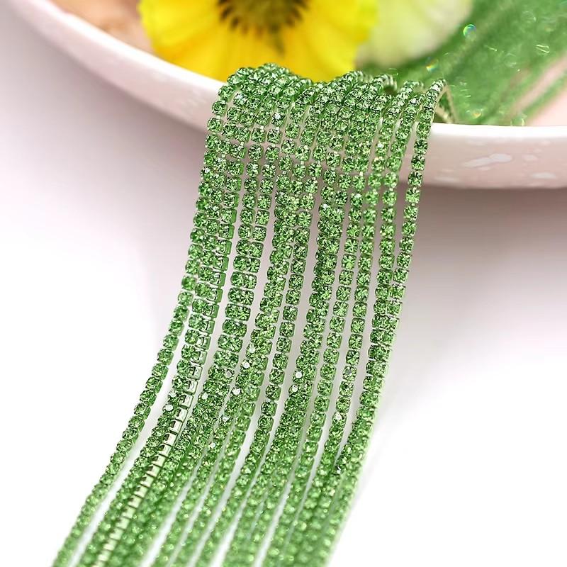 10yards 2mm Color Sewing Rhinestone Chain Trim Crystal Dense Diamond Chain Glitter Crystal Cup Chain for DIY Decorative Craft
