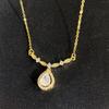 Elegant French Fairy Zircon Pendant Necklace: Micro-Paved Diamond Water Drop Design for Women, Simple Yet Exquisite Collarbone Chain