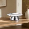 Stainless Steel Offering Tray Silver Round Shallow Plate with Pedestal Base Polished
