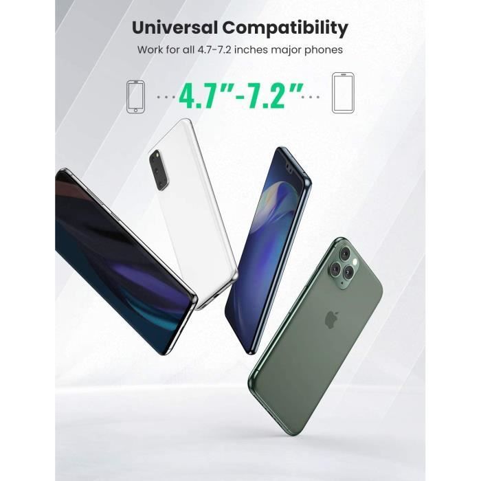 Support Téléphone - UGREEN - Magnétique - Rotation 360 Degrés - Compatible 4,7 à 7,2 pouces - Noir
