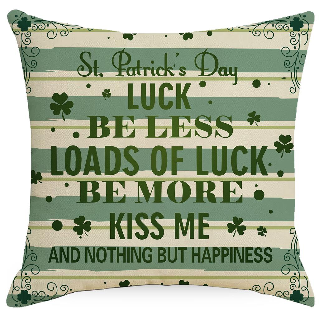 St. Patrick's Day Push Pillow Case Linen Green Lucky Push Pillow Case Sofa Pillow Case