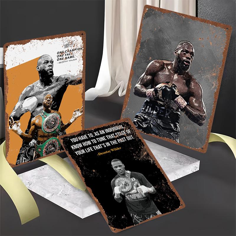 Deontay Wilder Boxer Metal Posters Custom Vintage Metal Signs Wall Art Tin Plaque for Man Cave Bedroom Decorations Home Decor