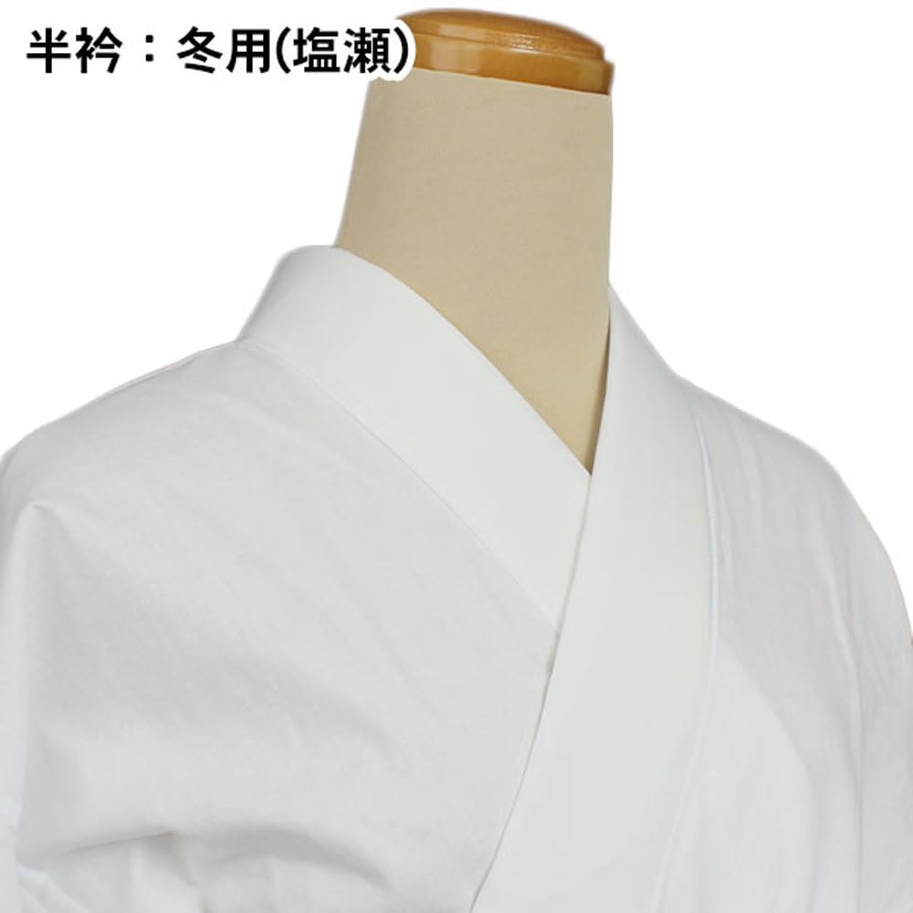 [hga228][Made In Japan] Half-collared Undergarment  Kimono Undergarment, Bleached Cotton Collar, Lace Cuffs, Neckline Adjustment, with Tie, White, ML
