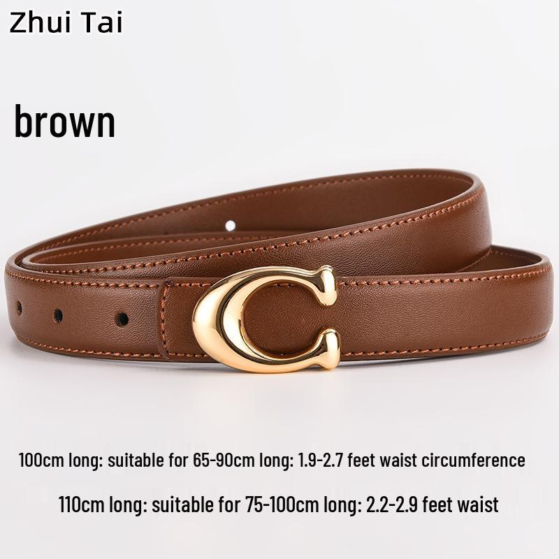 New Women's Smooth Buckle Belt - Alloy Fashion Letter Leather Waist Belt, Korean Style Trend