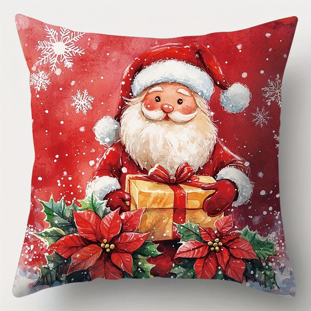 Christmas Decoration Pillowcase Red Santa Claus Snowman Pillow Cover Sofa Cushion Cover Home Decoration New Year Gift