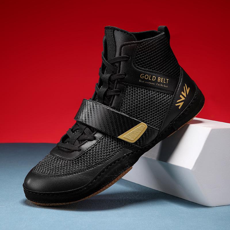 2025 Mid Cut Professional Wrestling Boots Men's Lightweight Fighting Boxing Shoes Anti-Slippery Sneakers Mens Breathable Shoes