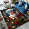 Santa Claus with Christmas Wreath Decor Patterned Carpet, Suitable As a Non Slip Play Mat for the Living Room and Bedroom Sofa