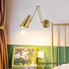 Nordic Luxury Swing Arm Bedside Wall Lamp with Folding Retractable Reading Light and Switch