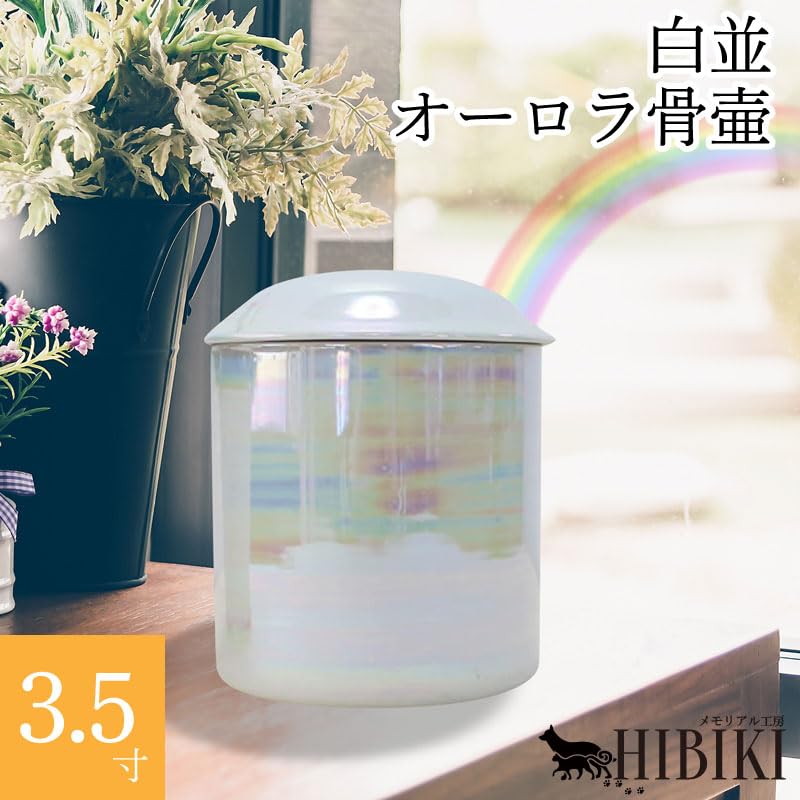 Welcome Home Rainbow Urn for Pets, White, Rainbow and Aurora Design, Cute Urn for Divided Ashes, Keeping Cremation (3.5 Inches)