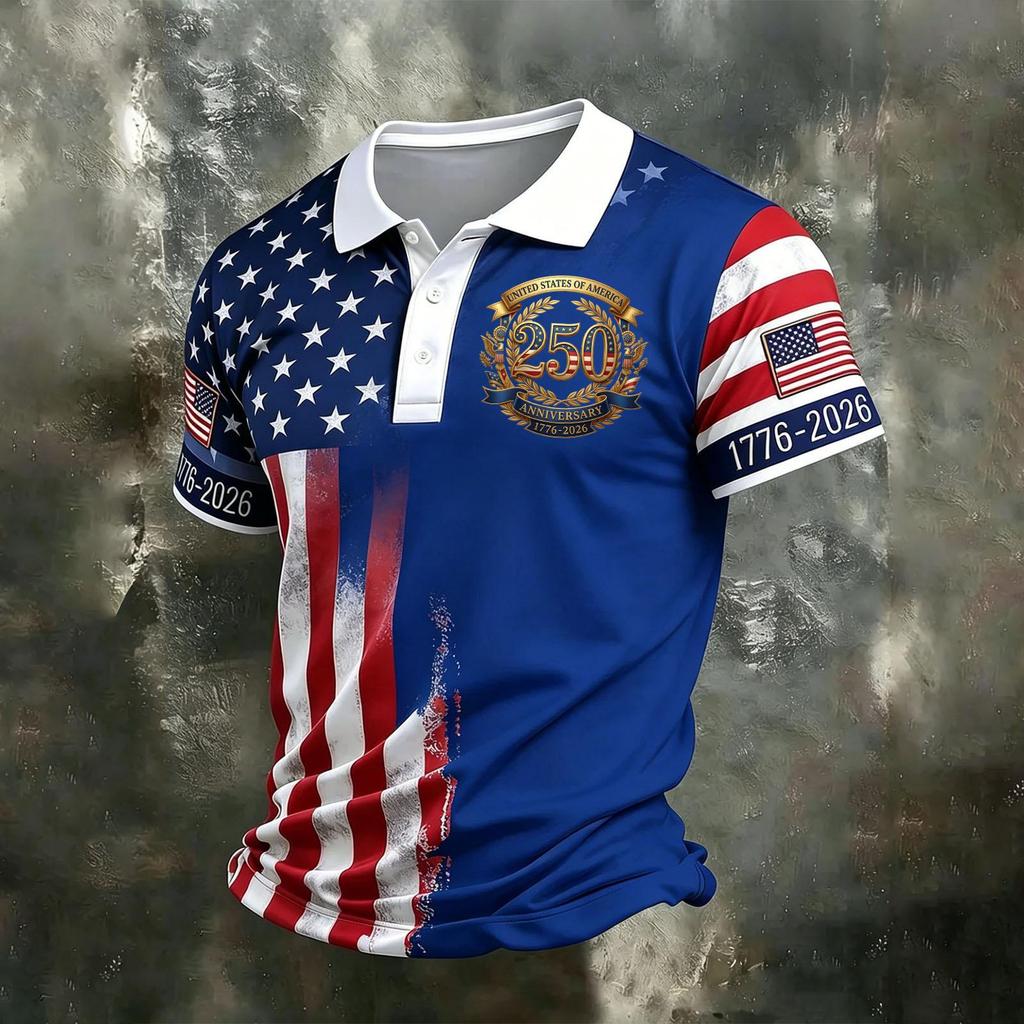 Men's Casual Quick Dry Mesh Golf Polo Shirt Short Sleeve Moisture Wicking Lightweight Breathable Letter Print Top for Outdoor Sports Activities