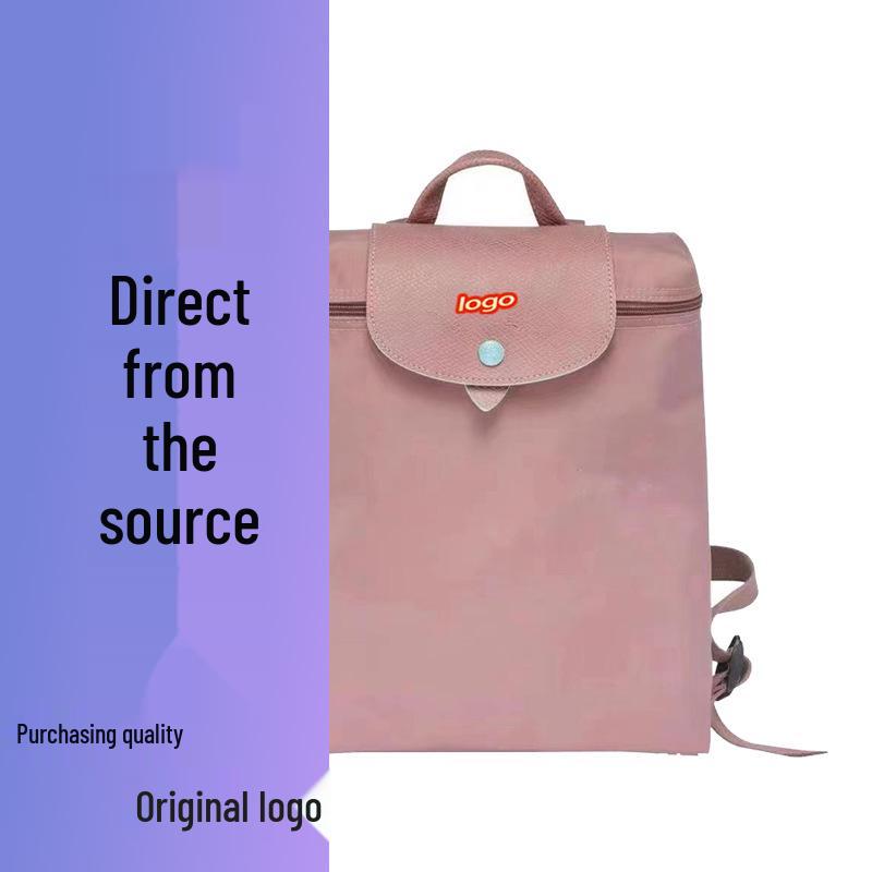 French Dragon Inlay Waterproof Nylon Backpack with Phone and ID Pocket - Women's Casual Street Style