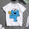 Summer Children's Boys' and Girls' T-shirt Street Popping Cartoon Cookie Monster Printed Children's