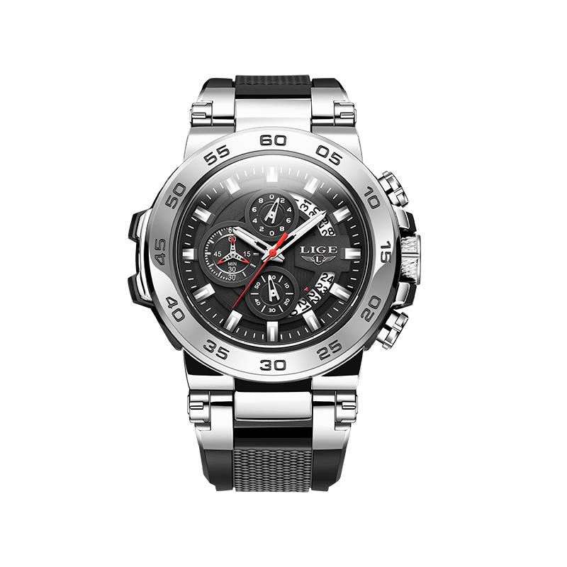 LIGE Men's Digital Wristwatch Casual Business Waterproof Luminous Watches For Men Military Quartz Chronograph Big Dig Watch Men