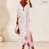 Plus Size Women V Neck 3 4 Sleeve Maxi Dress Soft Fashion Daily Street Wear