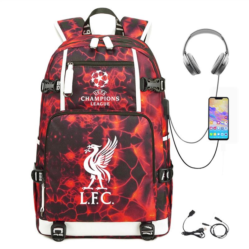 Football Printed Student Backpack Multifunctional Usb Interface Large Capacity Leisure Travel Backpack