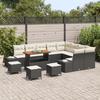 Ensemble de Canapés de Jardin 13 Pièces avec Coussins Noir Poly Rattan Acacia, Ensemble de salle à manger jardin Pièces 3362830