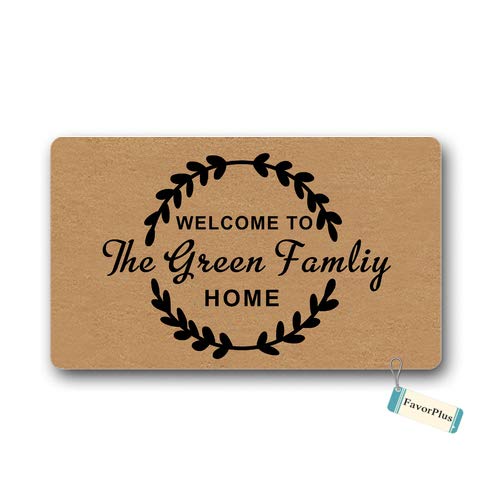 Family Name Personalized Doormat Rubber Wreath Letter Monogram Door Mat Non-Slip Entryway Rug Floor Foot Mats Home Decor