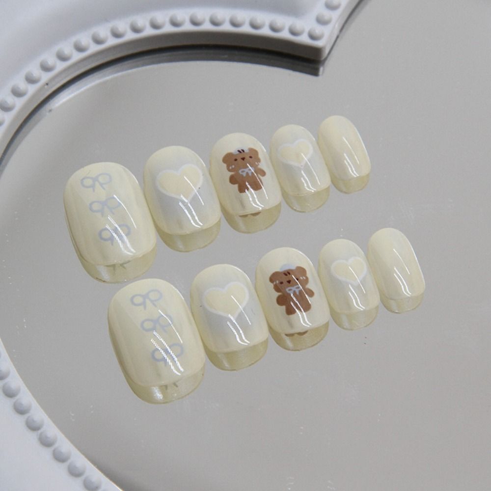 

Cute Bear False Nails French Nail Tips Fashion Fake Nails for Salon