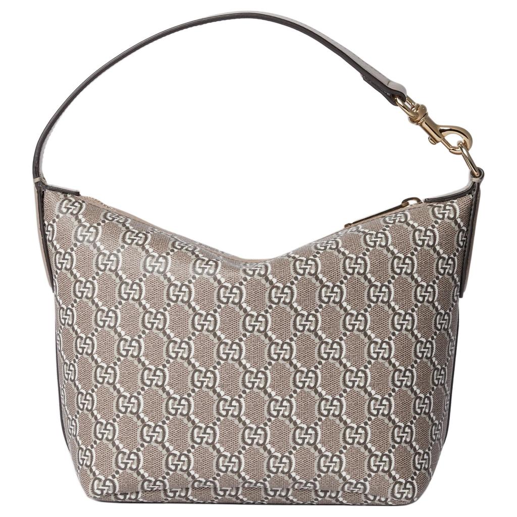 Gucci Geantă Hobo de Umăr din Pânză GG Bej Abanos Accesorii Aurii Finisaje din Piele Geantă de Mână Crossbody pentru Femei Navetă Zilnică Călătorii Cumpărături 795059-FADM0-9551