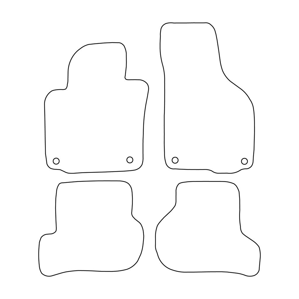 [Blm]Sk001 Red - Set Of Velour Floor Mats Suitable For Skoda Octavia Ii 2004-2013 - Red Trim