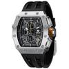 TSAR BOMBA Skeleton Mechanical Automatic Watch with Ceramic Japanese Tonneau Silicone 50M Water Luminous Luxury Watch for and Casual Wear Men's