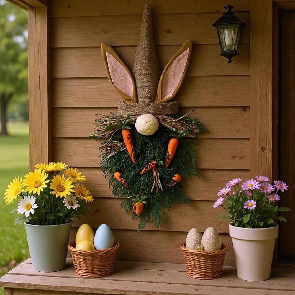 Plastic Easter Gnome Pendant With Carrot Rabbit Ears Door Hanger Spring Wreath  Home Decor