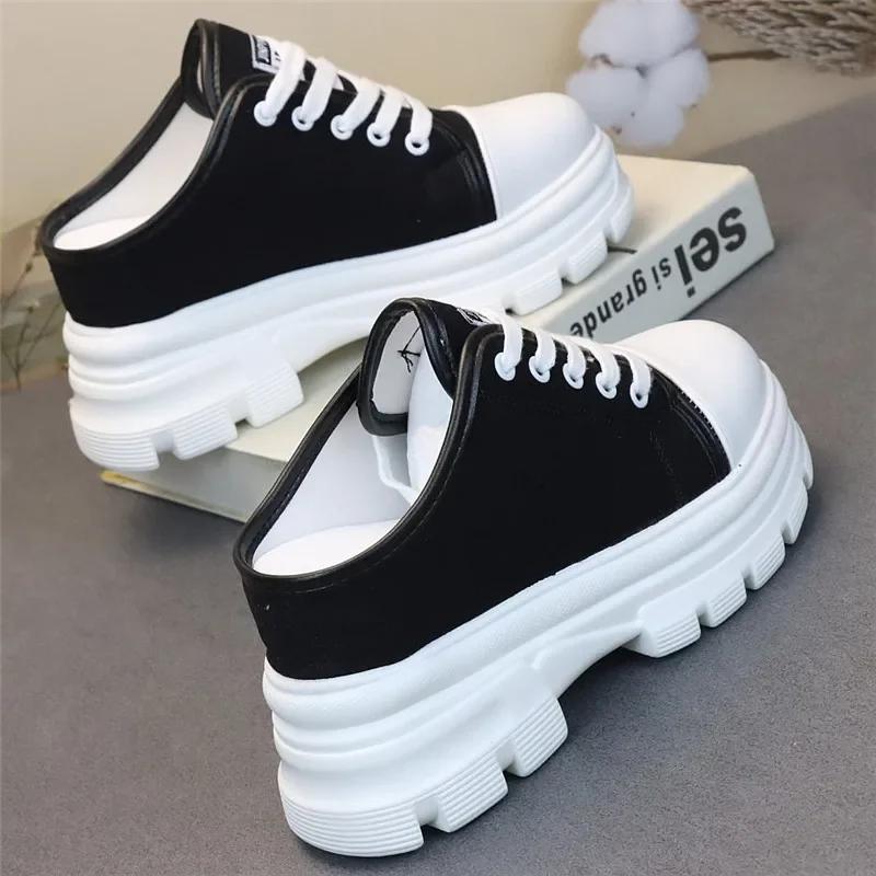 

Fashion Women Summer Shoes Slippers Platform Wedge Heel Beach Shoes Female Slides Mules Shoes Sneakers Fashion Canvas 34 чёрный