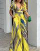 2023 Spring Women's Fashion V-neck Waist-Cinching Wide-Leg Jumpsuit