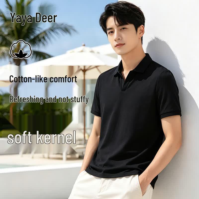 Yalu Men s Cotton Blend Casual Polo Shirt 3XL чёрный