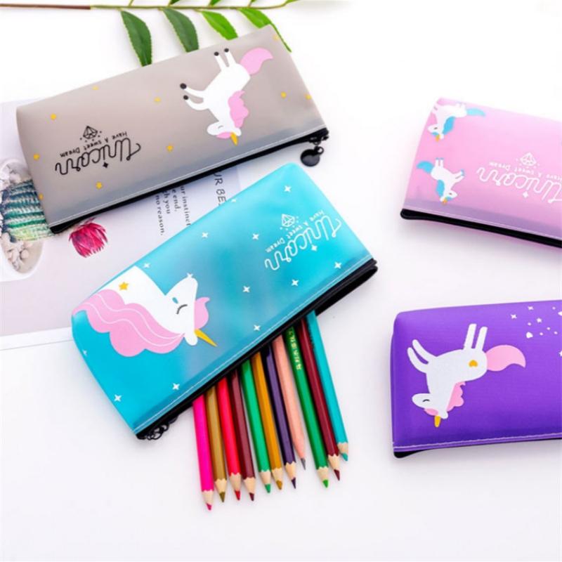 PVC jelly glue cute pencil bag Simple small large capacity stationery bag student school supplies storage bag pen case gifts