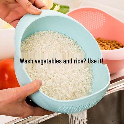 Thickened Household Rice Washing Basket and Sieve - Large Kitchen Drain Basin