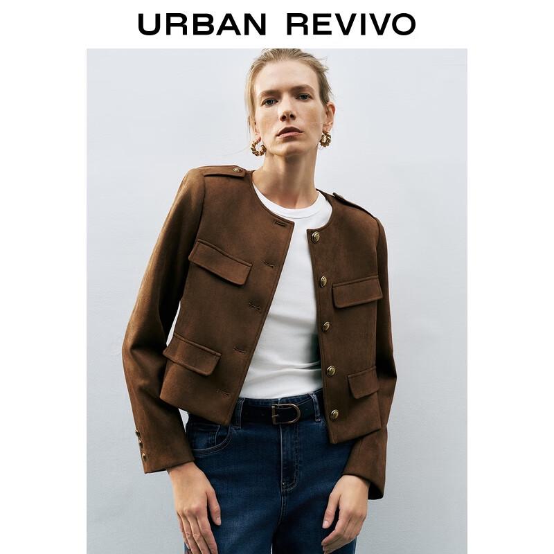 UR Women's Urban Chic Metal Buckle Round Neck Jacket