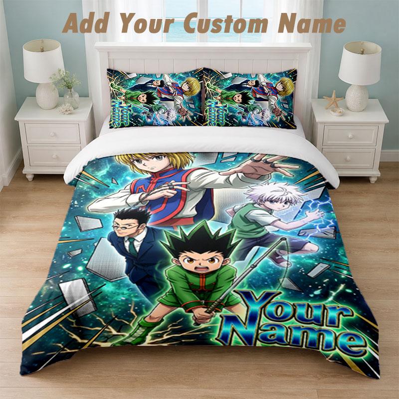 Bedding Set 1 Duvet Cover 2 Pillowcases Hunter × Hunter Print Soft Bed Linen Bedroom Decor