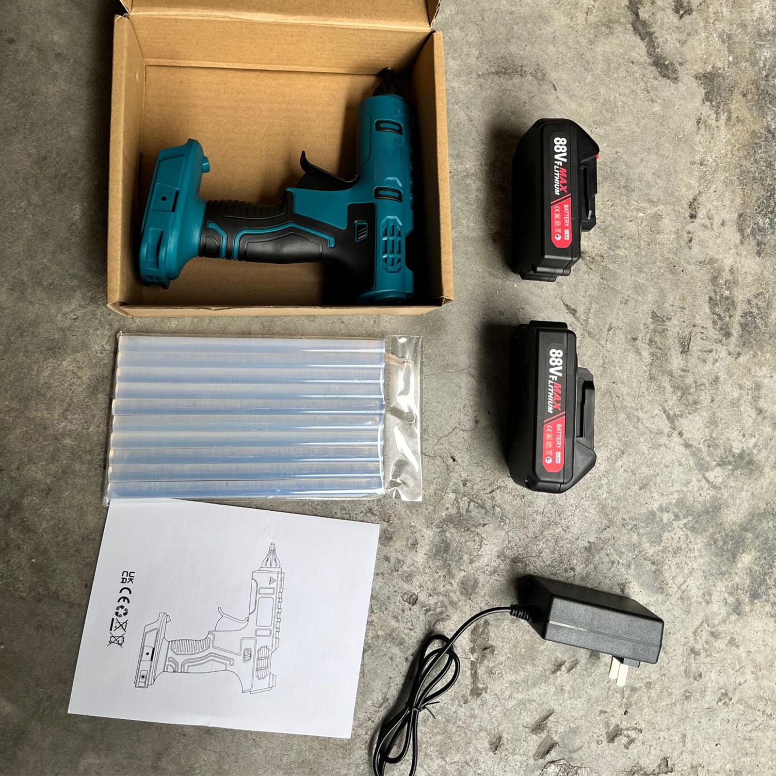 

Беспроводной клеевой пистолет на батарейках, ручной работы, специальный электрический клеевой пистолет, домашний клеевой пистолет, силиконовый дозатор EU + 2 battery 1 charger + 10 sticks