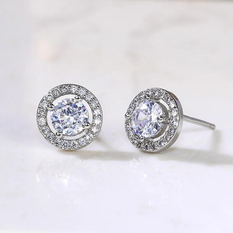 Huitan Luxury AAA CZ Stud Earrings For Women Romantic Elegant Female Daily Earrings 7 Colors Available Dropshipping