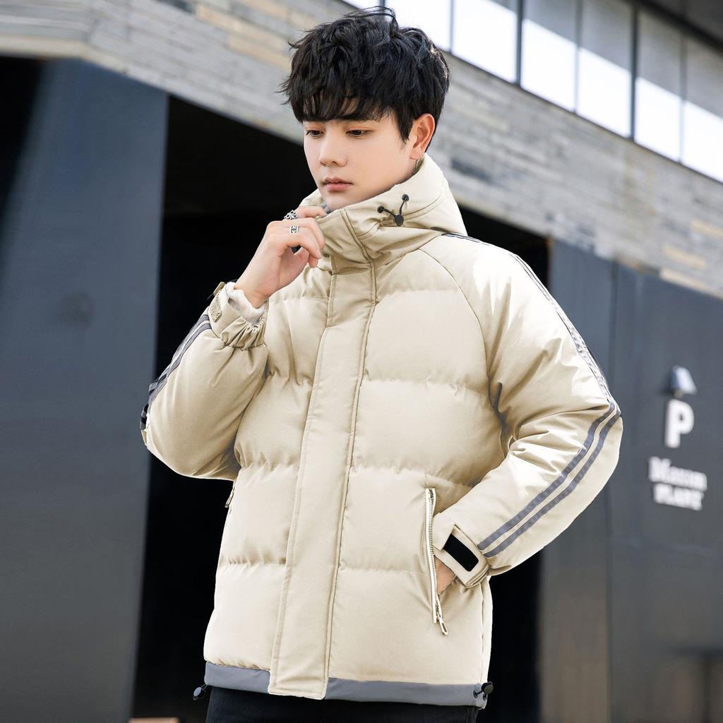 Padded clothes men's winter new padded jacket two bars short bread clothes windproof, waterproof and warm thickened hooded padded clothes
