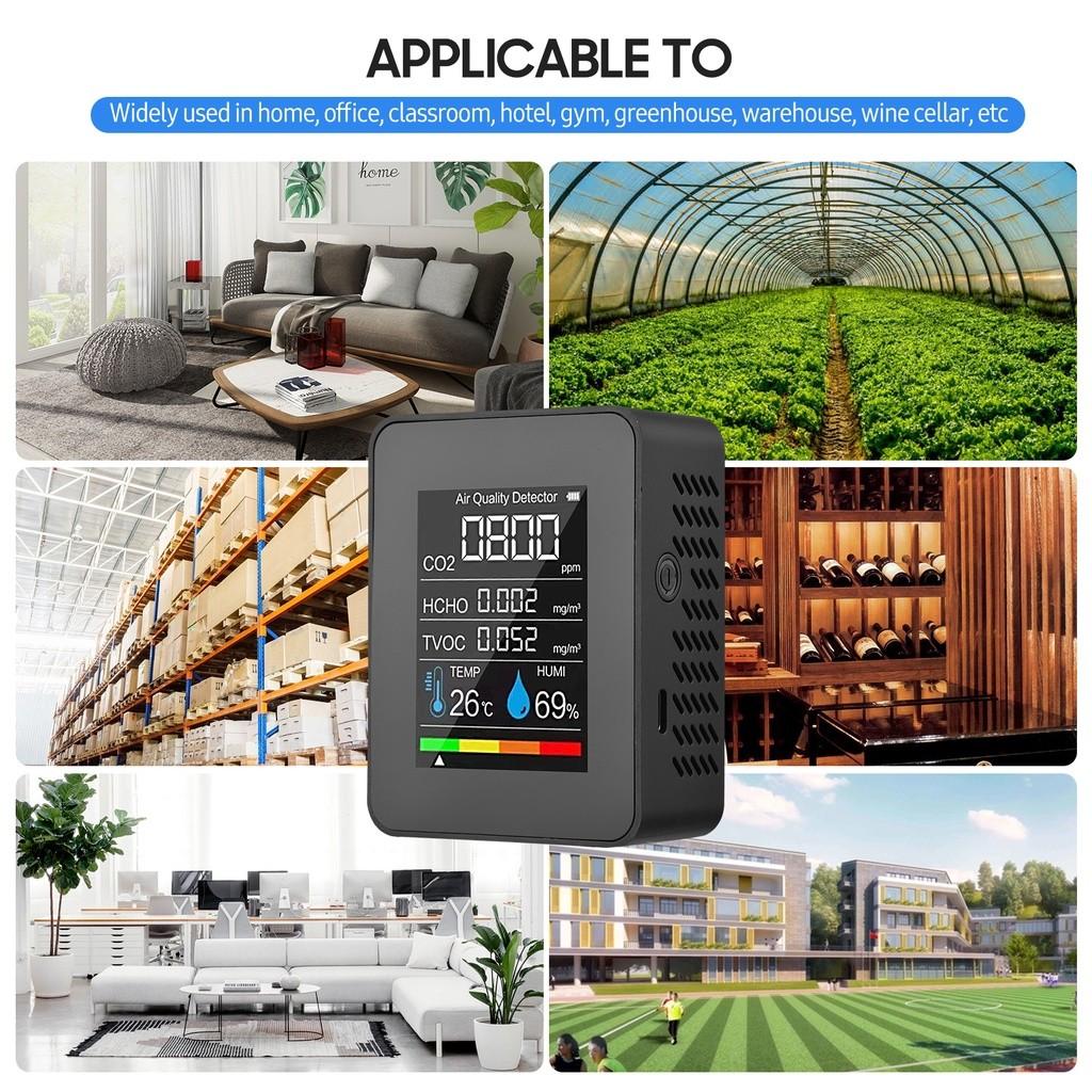 Portable Multifunction Indoor Air Quality Monitor LCD Digital Color Screen CO2 Detector 5 in 1 Formaldehyde TVOC Tester