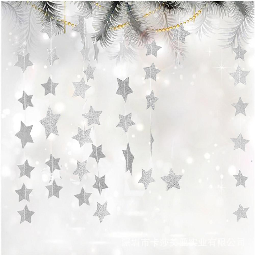 4M Glitter Star String With 10CM Garland Banner Shining For Christmas Birthday Wedding Party Home Shopwindow Hanging Ornament Decoration Supplies