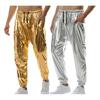Pánské kalhoty Stahovací šňůrka Elastický pas Lesklý povrch Volné Měkké Prodyšné Boční kapsy Sklady Dlouhé Joggingové kalhoty