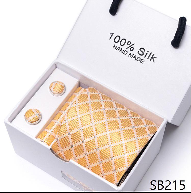 Men's 1200-Needle High-Density Business Stripe & Paisley Tie Set - 6 Piece Groom & Wedding Gift Box