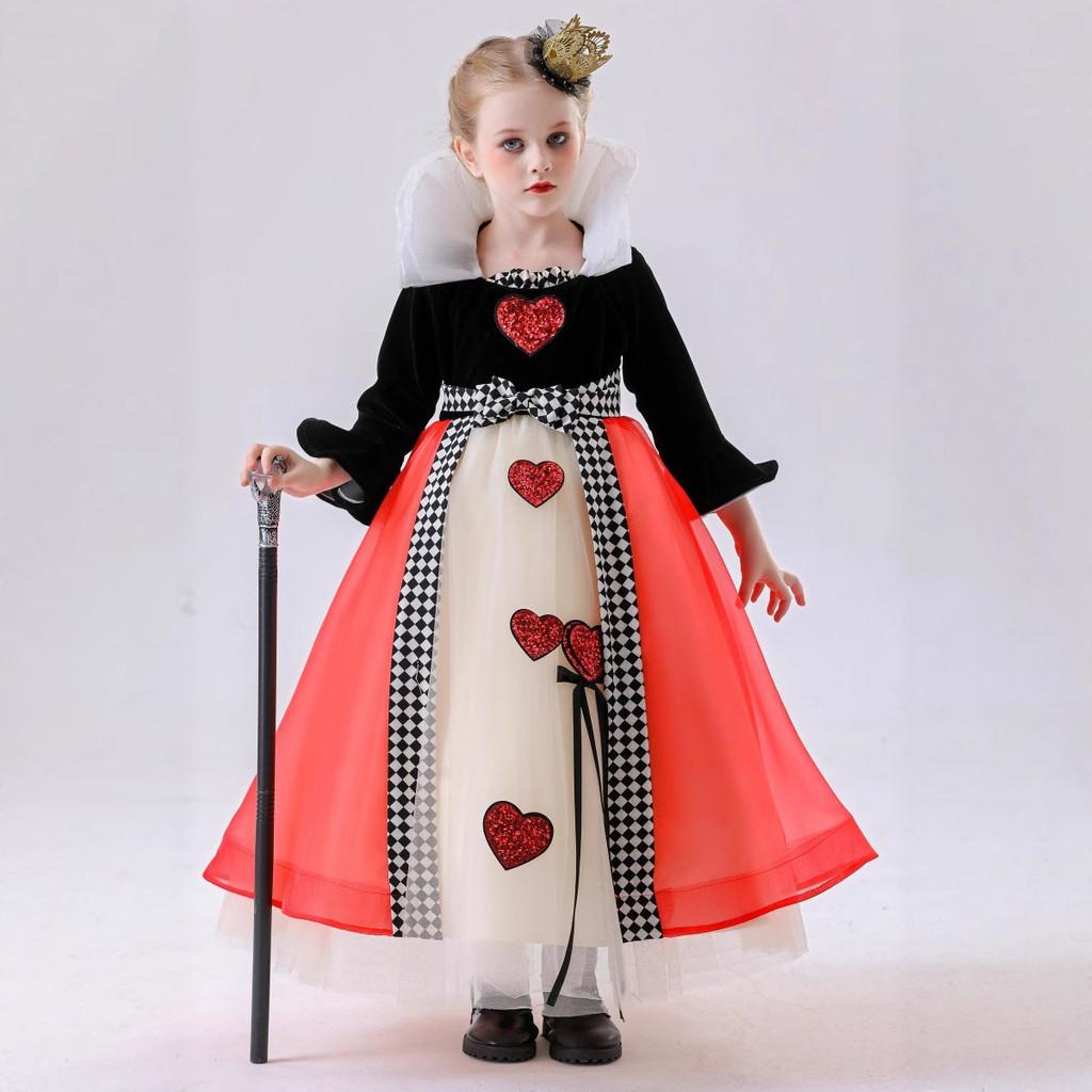 Alice In Wonderland Heart Queen Cosplay Dress With Hat For Female Role Play Enthusiasts